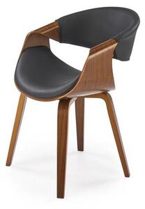 Scaun picioare lemn K544, negru/nuc, piele ecologica/placaj, 55x55x77