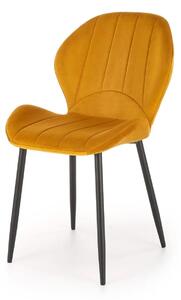 Scaun K538, galben mustar/negru, stofa catifelata/metal, 48x57x85 cm