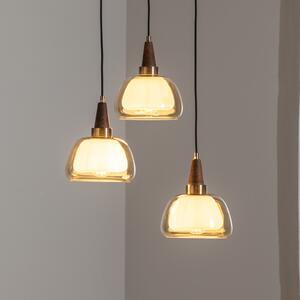 Ermo lampă suspendată, rotundă, 3 becuri, alamă, Ø 47 cm, sticlă