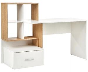 Birou Grosso, alb/stejar wotan, PAL melaminat, 149X50X105 CM