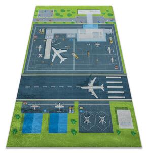 BAMBINO 46990 covor lavabil Aeroport, avioane pentru copii anti-alunecare - verde / gri