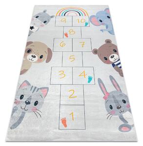 BAMBINO 43092 covor lavabil Animale, hopscotch pentru copii anti-alunecare - gri / galben