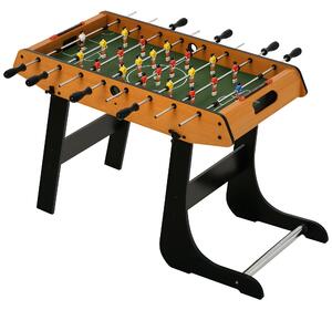 HOMCOM Masă de baby-foot pliabilă din MDF, 2 mingi incluse, ideală pentru joacă acasă, design lemn/negru, 98x42x62 cm | Aosom Romania