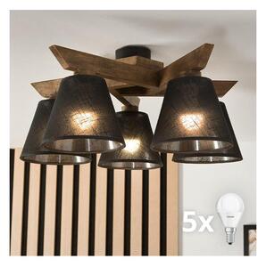 Lustră LED aplicată Brilagi ANTHONY 5xE14/40W/230V stejar nuc/negru