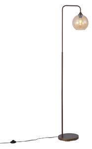 Lampă de podea Art Deco bronz închis cu sticlă ambră - Sandra