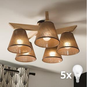 Lustră aplicată Brilagi ANTHONY 5xE14/40W/230V stejar/maro