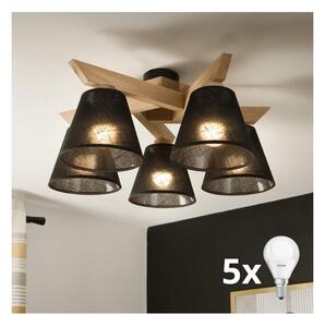 Lustră aplicată Brilagi ANTHONY 5xE14/40W/230V stejar/negru