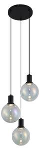 Lampă suspendată de design neagră cu sticlă curcubeu rotundă cu 3 lumini - Mallon