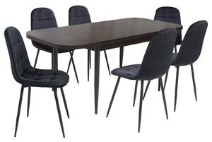 Set masă extensibilă Viena Wenge cu 6 Scaune Gya Negru