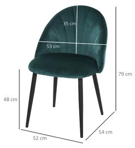 HOMCOM set 2 scaune captusite fara cotiere, scaune pentru sufragerie, scaune pentru bucatarie 50x54x79cm | AOSOM RO