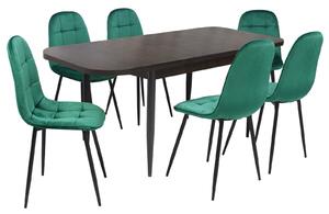 Set masă extensibilă Viena Wenge cu 6 Scaune Gya Verde