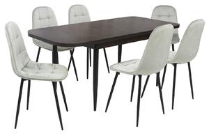 Set masă extensibilă Viena Wenge cu 6 Scaune Gya Gri