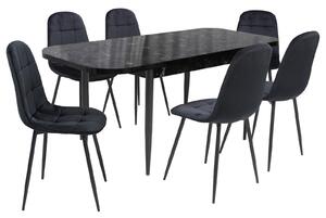 Set masă extensibilă Viena Negru cu 6 Scaune Gya Negru