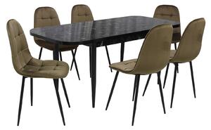 Set masă extensibilă Viena Negru cu 6 Scaune Gya Maro