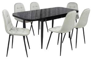 Set masă extensibilă Viena Negru cu 6 Scaune Gya Gri