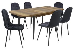 Set masă extensibilă Viena Nuc cu 6 Scaune Gya Negru