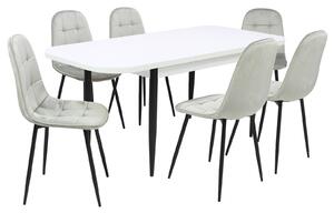 Set masă extensibilă Viena Albă cu 6 Scaune Gya Gri