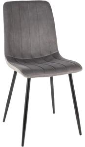 Scaun tapitat stofa catifelata ALAN, gri/negru, 45x39x91 cm