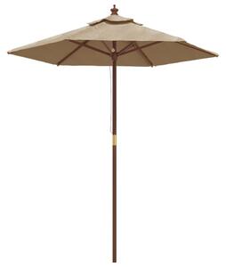 Umbrelă de soare de grădină stâlp din lemn gri taupe 196x231 cm