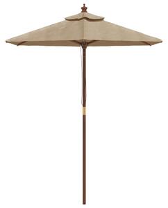 Umbrelă de soare de grădină stâlp din lemn gri taupe 196x231 cm