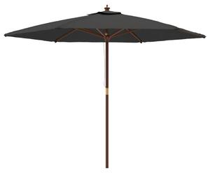 Umbrelă de soare de grădină stâlp din lemn, antracit, 299x240cm
