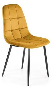 Scaun tapitat K417, galben, stofa catifelata, 44x56x87 cm