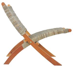 Scaun relaxare, natural, ratan kubu și lemn masiv de mahon