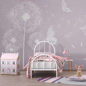 Tapet Păpădii delicate cu fluturi mov, Fototapet Flori, u99597v2 : Uwalls.ro