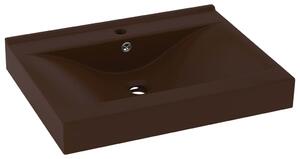 Chiuvetă baie lux, orificiu robinet, maro mat 60x46 cm ceramică
