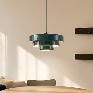 Lindby Lampă suspendată Tivra, verde, Ø 35 cm, metal, E27, reglabil, Verde, Camera de zi / sufragerie, Metal, Vintage
