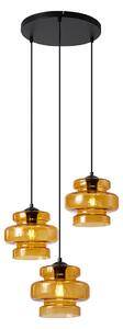 Lampă suspendată retro neagră cu sticlă portocalie cu 3 lumini - Denise