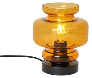 Lampă de masă retro neagră cu sticlă portocalie - Denise