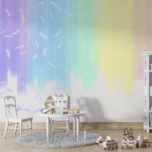 Tapet Curcubeu cu pene, juvenil, basm, gradient, Fototapet Designer, u99651 : Uwalls.ro