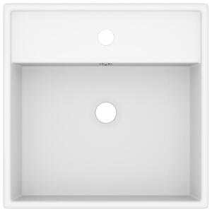 Chiuvetă lux cu preaplin, alb mat, 41x41 cm, ceramică, pătrat