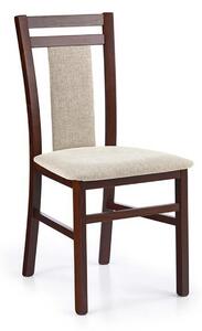 Scaun tapitat HUBERT 8, bej/nuc, stofa clasica/lemn, 45x51x90 cm