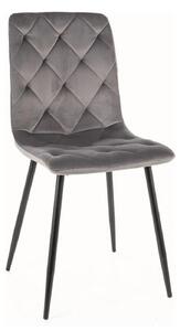 Scaun tapitat JERRY, gri/negru, stofa catifelata/metal, 45x39x91 cm