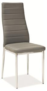 Scaun tapitat H261, gri/crom, piele ecologica/metal, 40X38X96 cm