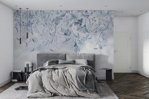 Fototapet Un design floral albastru și alb, Fototapet flori, Fototapet populare, w00072v1 - Tapeko.ro