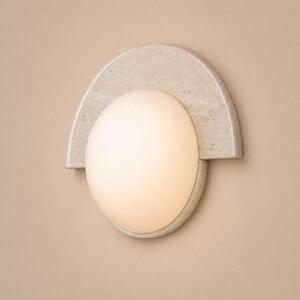 Lucande Aplică LED Larissa, 28 cm, bej, sticlă travertin, Bej, Piatră, Design