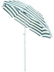 Outsunny Umbrelă de Plajă cu Acoperiș Înclinabil la 45°, Ø1.8x2 m, Verde și Alb | Aosom Romania