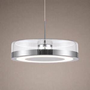 Lucande Lampă suspendată LED La Latta, cu 1 bec, Ø 30 cm, crom, sticlă, reglabil, Crom, Sticlă, Design