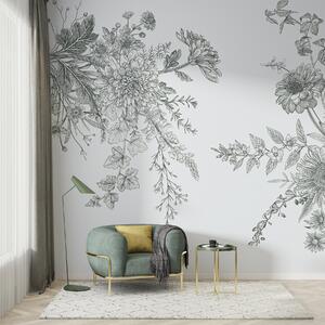 Fototapet Ilustrație florală elegantă cu tonuri stinse, Fototapet flori, Fototapet populare, w00381v3 - Tapeko.ro
