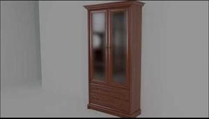 Vitrina pentru living KENT, castan, PAL/sticla securizata, 110x43x205