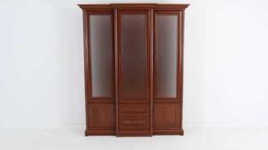 Vitrina KENT, castan, PAL/sticla securizata, 168x43/50x205 cm