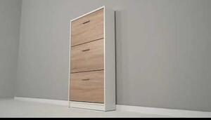 Pantofar NEPO PLUS, stejar sonoma/alb, PAL laminat, 70x18x121 cm