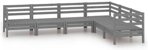 Set mobilier de grădină, 6 piese, gri, lemn masiv de pin