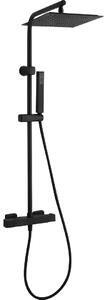 Kuchinox Cubi, set de duș cu baterie termostatică, duș fix și duș manual, negru mat, LAV-PKU_70TD