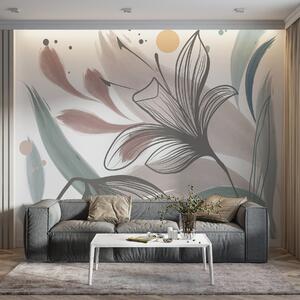 Tapet Două flori mari pe fundal deschis, Fototapet Boho, w00411 : Uwalls.ro