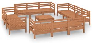 Set mobilier grădină, 13 piese, maro miere, lemn masiv de pin