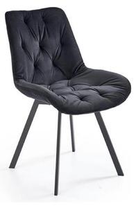 Scaun pivotant K519, negru, stofa catifelata/metal, 54x63x86 cm